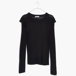 Madewell Black Flutter Sleeve Shirt Size S